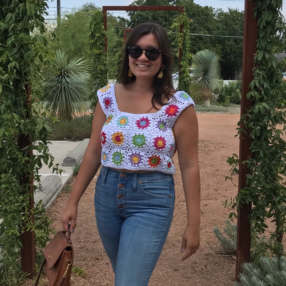 Handmade crochet crop top boho retro